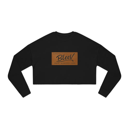 Copy of Bleev Leather Patch Cropped Sweatshirt — Women's Casual Streetwear